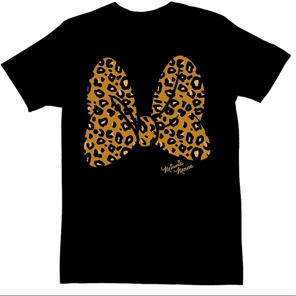NWOT Disney Minnie Mouse Leopard Print Bow Tee. Size S - Picture 1 of 2
